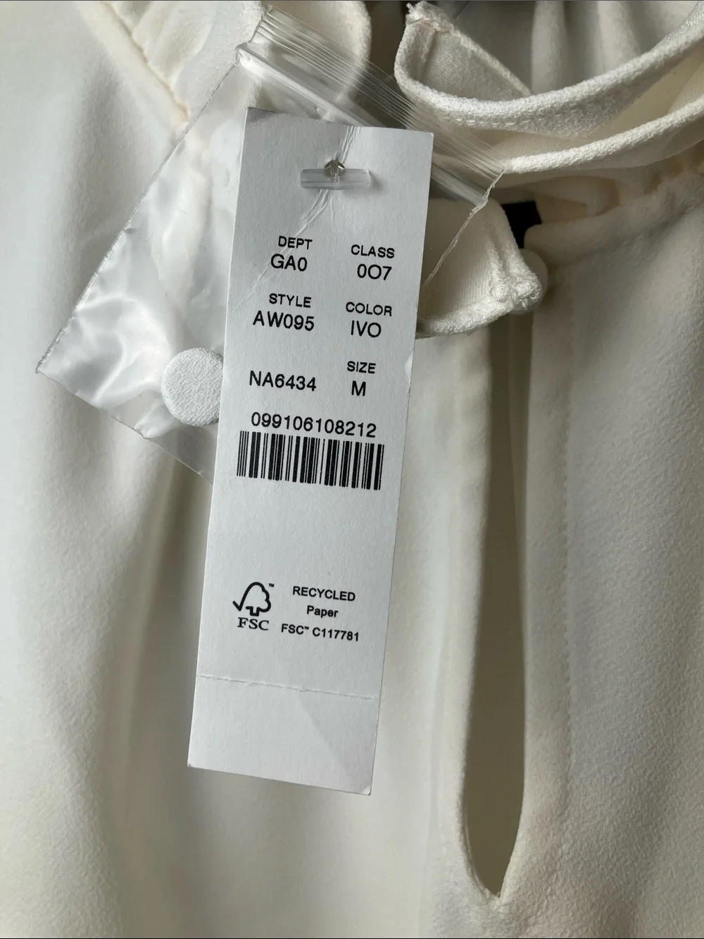 NWT J. Crew Ruffleneck 365 Crepe Women's Ivory Long Sleeve Blouse Size Medium
